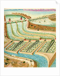 Illustration of Dam on Colorado River in California by C.H. DeWitt