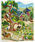 Illustration of Laborers Harvesting Grapes in Napa Valley by C.H. DeWitt