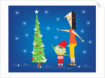 A Mother and Son at the Christmas Tree by Anonymous