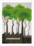 Trees rising from smokestacks by Corbis