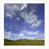 Lofty cumulus and cirrus clouds over sagebrush prairie by Anonymous