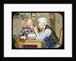 Victorian magic lantern slide of elderly couple blowing bubbles by Anonymous