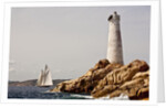 Shenandoah of Sark Schooner Sails Past Sardinia's Monaci Lighthouse on Costa Smeralda by Anonymous