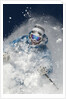 Skier in deep powder snow by Anonymous
