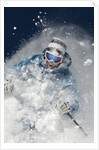 Skier in deep powder snow by Anonymous