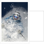 Skier in deep powder snow by Anonymous