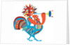 Sun riding chicken and playing horn by Anonymous