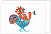 Sun riding chicken and playing horn by Anonymous