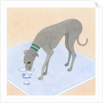 Dog Eating out of a Dish by Anonymous