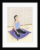 Woman Meditating on Blue Pillow by Anonymous