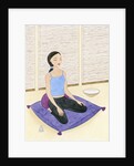 Woman Meditating on Blue Pillow by Anonymous
