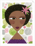 Woman with Hoop Earrings and a Pink Flower by Anonymous