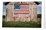 American flag painted on barn by Anonymous