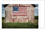 American flag painted on barn by Anonymous