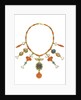 Egyptian Revival coral, multi-gem and gold necklace by Anonymous