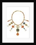 Egyptian Revival coral, multi-gem and gold necklace by Anonymous