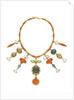Egyptian Revival coral, multi-gem and gold necklace by Anonymous