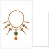 Egyptian Revival coral, multi-gem and gold necklace by Anonymous