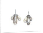 Pearl and diamond earrings by Anonymous