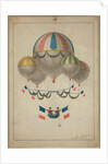 Balloons carrying two men by Anonymous