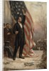 Abraham Lincoln with American flag by Anonymous