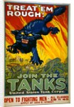 Treat 'Em Rough! Join the Tanks poster by August William Hutaf