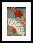 Japanese print of fan with maple leaves by Anonymous
