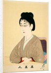 Print of woman wearing wire spectacles by Hashimoto Chikanobu
