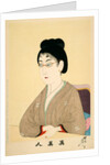 Print of woman wearing wire spectacles by Hashimoto Chikanobu
