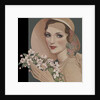 Woman with flowers in picture hat by Anonymous