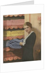 Woman puting away blanket in linen closet by Anonymous