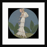 Tall woman in hat with white dress by Anonymous