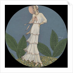 Tall woman in hat with white dress by Anonymous