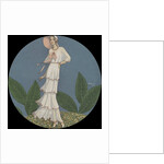 Tall woman in hat with white dress by Anonymous