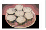 Cupcakes with vanilla frosting by Anonymous