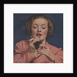 Woman putting on lipstick by Anonymous