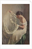 Woman sewing wedding veil by Anonymous