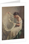 Woman sewing wedding veil by Anonymous