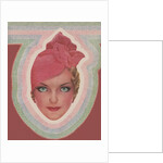 Blue-eyed woman with pink turban style hat by Anonymous