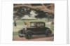 Women looking out car at friends playing golf by Anonymous