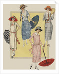 Women with parasols and tennis racket by Anonymous