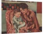 Mother helping baby put on shoes by Anonymous