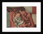 Mother helping baby put on shoes by Anonymous