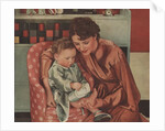 Mother helping baby put on shoes by Anonymous