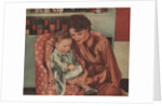 Mother helping baby put on shoes by Anonymous