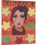 Woman surrounded by fall leaves by Anonymous