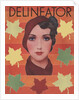 Woman surrounded by fall leaves by Anonymous