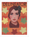 Woman surrounded by fall leaves by Anonymous