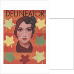 Woman surrounded by fall leaves by Anonymous