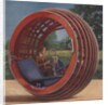 Man in futuristic round car by Anonymous